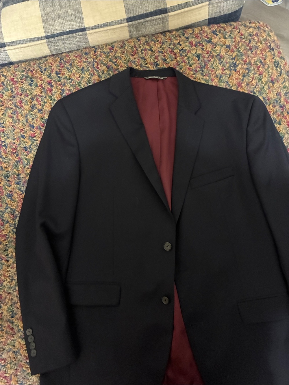 Men's Black Sport Coat with Burgundy Lining